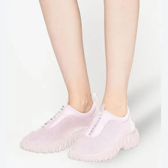 Miu Miu Crystal-Embellished Low Top Sneakers, New, Size 39.5 - Picture 4 of 15